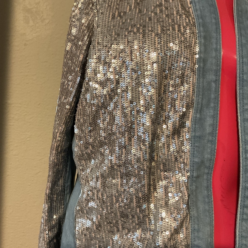Chico's Silver Sequin Bomber Jacket - image 3